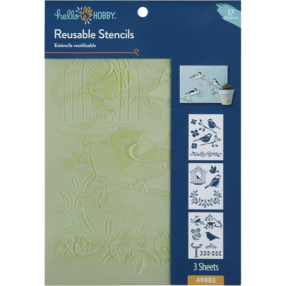 Hello Hobby Stencil Set, 7" x 10", 3 Piece, Birds