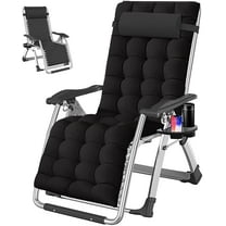 H&ZT  Chair,Folding Lounge Recliners with Removable Soft Pad,Headrest and Footrest,Sun Tanning Chair for Indoor and Outdoor,Support 440 LBS (1, Deep Black)