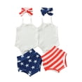 thumbnail image 5 of EnJoCho Toddler Boys American Flag Outfits 4th Of July Baby Girl Outfits Cute Letters 𝖱omper Stars and Stripe Bottom Shorts Headband Fourth Of July Clothes, 5 of 8