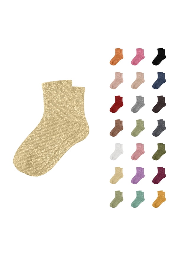 Women's Glitter Sparkle Slouch Socks 2026 Fashionable Cute Casual Comfortable Stretch Mid Calf Socks