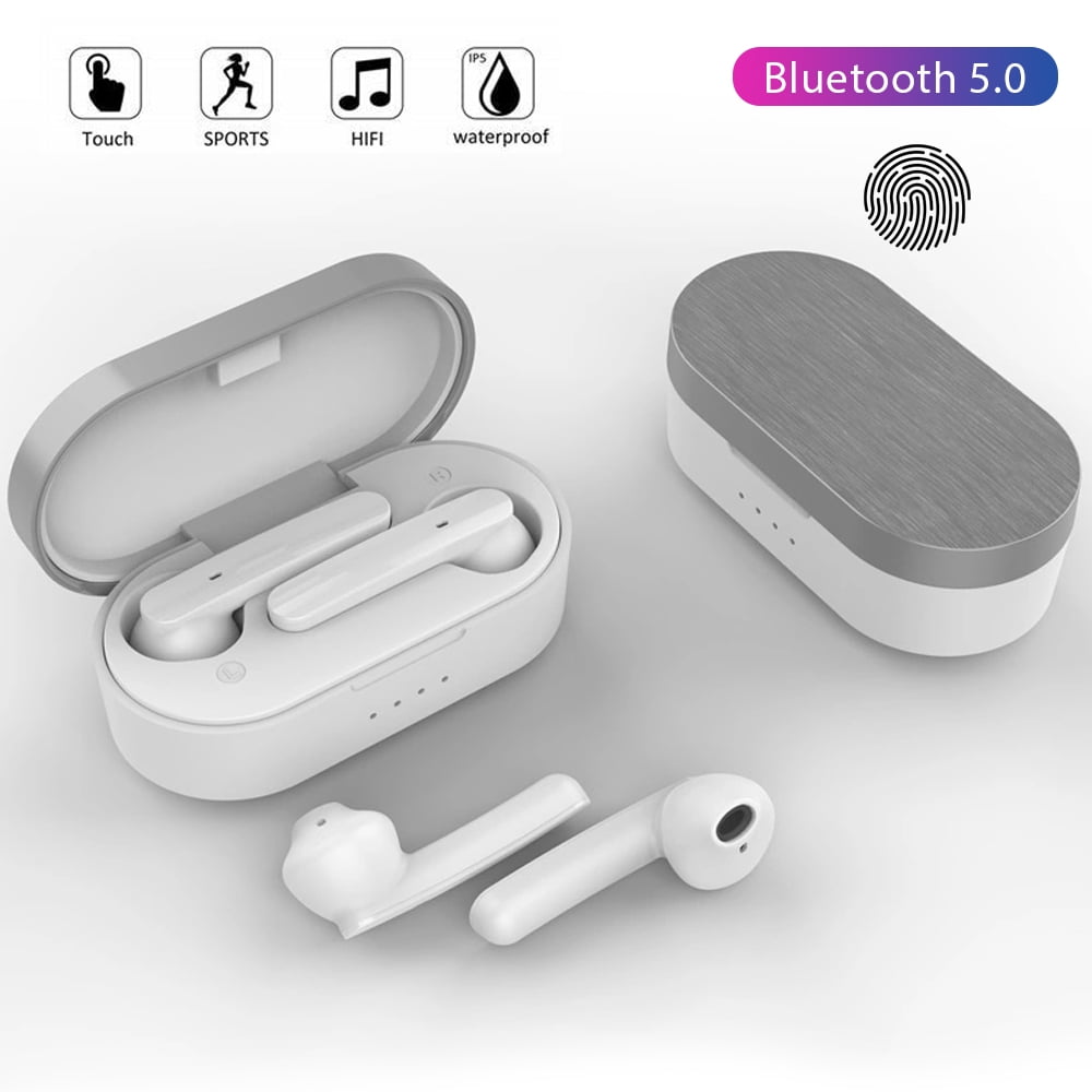 Wireless Earbuds Bluetooth Headset with Hi-Fi Stereo Noise Canceling Headset Built-in Microphone Touch Control Binaural Automatic Call Pairing Compatible with Airpods/iPhone/Samsung/Android 