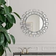 thumbnail image 1 of Round Mirror Wall Decor 24 Inches Decorative Wall Mirror with Irregular Framed and Beveled Edge Mirrors for Wall Silver Large Wall Mirror Frameless Mirrors, 1 of 5