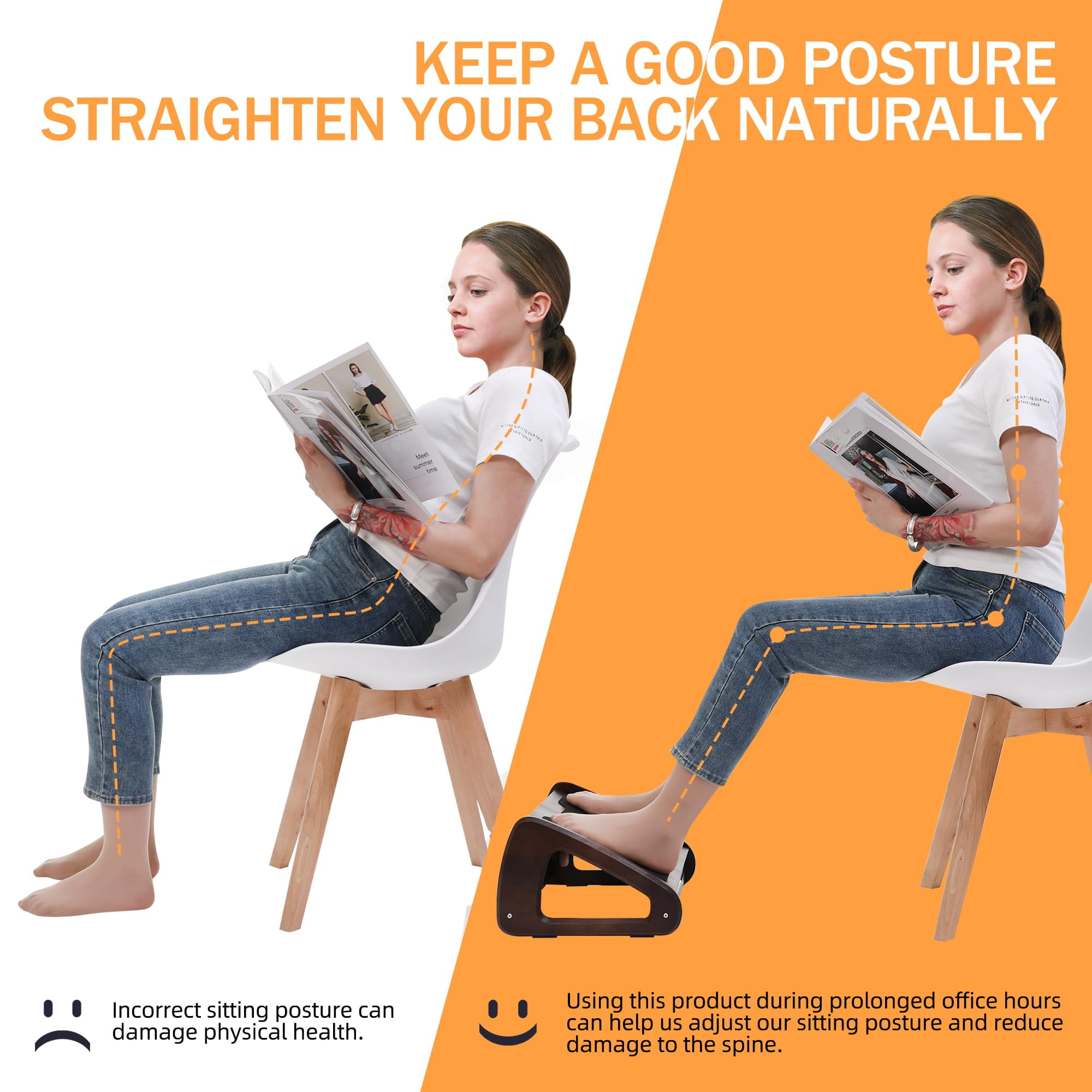 Ergonomic Footrest Leather Accessory to Any Desk. Under Desk Foot Rest for  Improved Posture, and Orthopedic Relief 