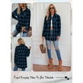 thumbnail image 3 of Hubery Women Plaid Flannel Shirts Long Sleeve Button Down Shirt, 3 of 6