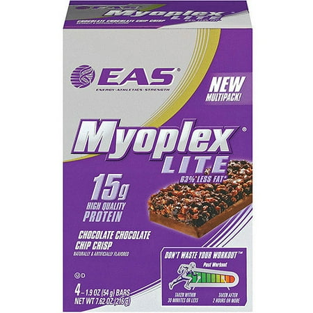Eas Myoplex Lite Chocolate Chocolate Chip Crisp Sport Nutrition Bar, 1.9 oz, 4ct
