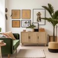 thumbnail image 6 of LuxenHome Rattan Buffet Cabinet with Storage, 47" Light Oak Finish Wood Accent Sideboard Cabinet with 3-Door, Boho Coffee Bar Console Table Cabinets for Kitchen, Hallway, Entry, Living Room, 6 of 14