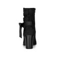 thumbnail image 2 of BLISSFUL STEP Women's Slouch Boots Ankle-High Block Heel Bow Decor Boots Black 9, 2 of 8
