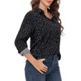 thumbnail image 7 of MLANM Womens Casual Button Down Shirts V Neck Long Sleeve Collared Office Work Blouses Tops, XL Dot Black, 7 of 7