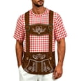 thumbnail image 3 of Telankuip Men's Bavarian Oktoberfest Shirt Summer Short Sleeve Crew Neck Plaid Printing and Funny 3D Graphic Tees Casual Loose Comfortable Breathable Festival T-Shirts 1-Red XL, 3 of 5