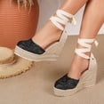 thumbnail image 2 of Rokment Womens Crochet Espadrilles Wedge Sandals 2026 Boho Beach Closed Toe Platform Chunky Heeled Strappy Dressy Shoes for Summer Fall Black Size 6.5, 2 of 5