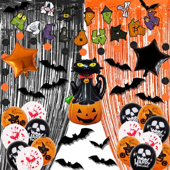 Halloween Balloon Set Bar Mall Decoration Happyhalloween Flag Death Aluminum Balloon Set