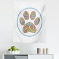 thumbnail image 1 of Pink Cat Tapestry, Colorful Design Hippie Zentangle Ornamental Animal Paw Print Pet Lover, Fabric Wall Hanging Decor for Bedroom Living Room Dorm, 5 Sizes, White and Multicolor, by Ambesonne, 1 of 1