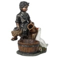 thumbnail image 2 of LuxenHome Bronze Résine Garçon de Ferme et Oie Fontaine Extérieure, 2 of 11