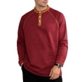 thumbnail image 4 of Timegard Long Sleeve Shirts for Men Collared Button V Neck Drop Shoulder Golf Shirts Fall Casual Loose Fitting Muscle Tee(Wine,S), 4 of 5