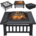 thumbnail image 3 of Yaheetech 32''Outdoor Metal Square Fire Pit With cover,Black, 3 of 11