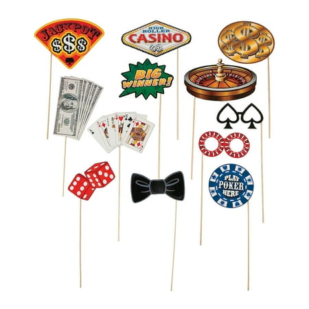 - Fun Express - Casino Photo Stick Props for Party - Apparel Accessories - Costume Accessories - Costume Props - Party - 12 Pieces