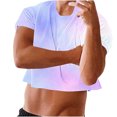 thumbnail image 7 of Cropped T-Shirt for Men Round Neck Tee Short Sleeve Tops Gradient Short Sleeve Tees Quick Dry Ultra Soft Tunic Blouses Trends Lightweight T Shirts Golf Joggers Blouse, 7 of 7
