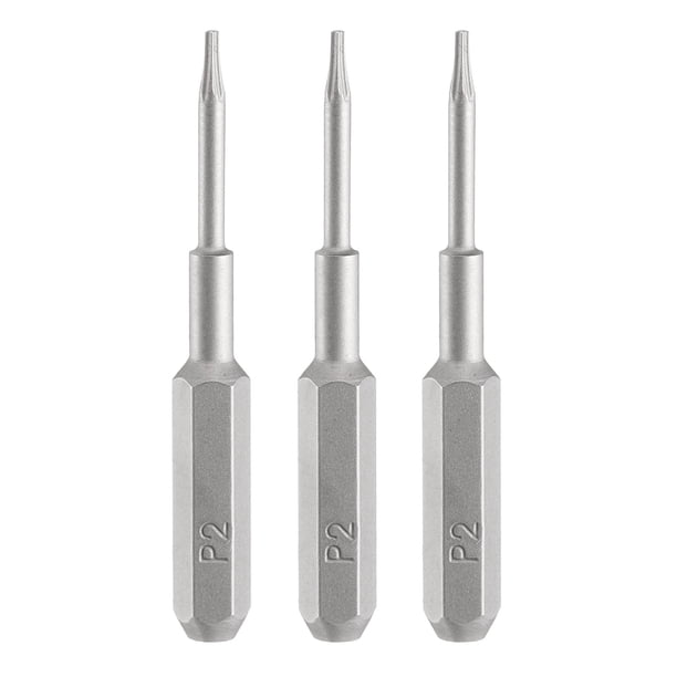 Uxcell 3pcs P2 Punta de destornillador de 5/32" Hex Shank 35mm/1.38 Longitud Magnética 5 Puntos Cabeza Hex Bits S2 Acero Destornillador