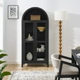 thumbnail image 3 of Living Room Cabinets A high arched storage cabinet with a lamp, a modern retro-style wooden storage cabinet with adjustable glass partitions, suitable for use as a multi-functional cabinet in kitchen, 3 of 12