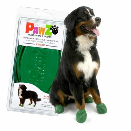 UPC: 0897515001062 | PawZ Rubber Dog Boots for Large Dogs 12pk X-Large Green Dog Booties