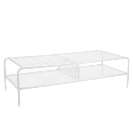 Niceauty Metal Laptop Stand for Desk White Mesh Monitor Riser with Storage Space