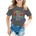 thumbnail image 1 of LUOGENLI T-Shirt pour Filles Enfants Mode Décontractée Imprimé Col Rond Manches Courtes T-Shirt Ample Maxi Chemises pour Filles 2025 Gris 3-4 Ans, 1 of 4