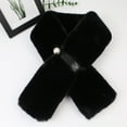 thumbnail image 4 of Eoperou Faux Pearl Buckle Wide Warm Thermal Scarf Female Autumn Winter Double-sided Imitation Mink Fur Cross Collar Scarf, 4 of 8