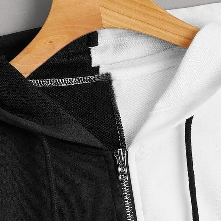 YanHoo Women's Cropped Hoodies Color Block Full Zip Up Cute