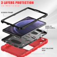 thumbnail image 3 of SaniMore Tri-layer Hybird Case for Samsung Galaxy Tab A9 8.7" 2023 SM-T550 SM-P550, Rugged PC Shell Silicone Anti-drop Shockproof Hidden Kickstand Heavy Duty Protective Cover, Red, 3 of 17