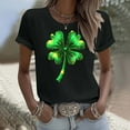 thumbnail image 5 of FRSASU Women St Patricks Mardi Gras Round Neck T Shirts Shamrock Carnival Short Sleeve Tops Black, 5 of 5