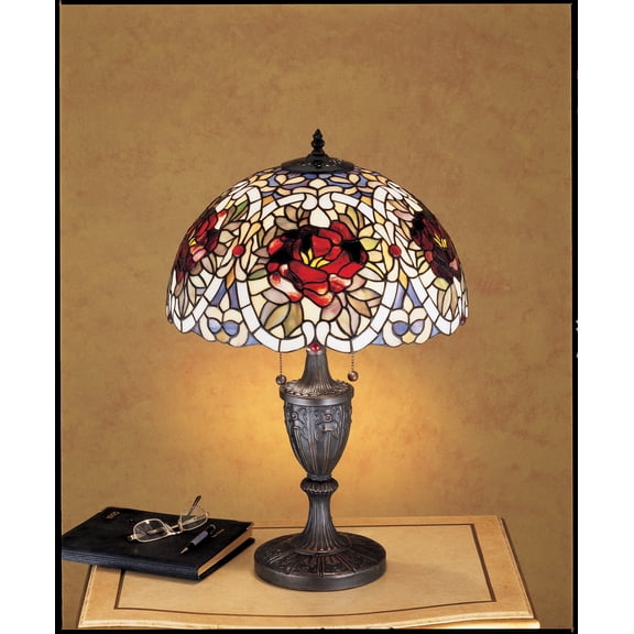 Meyda Tiffany 26674 Stained Glass / Tiffany Table Lamp From The Renaissance Rose