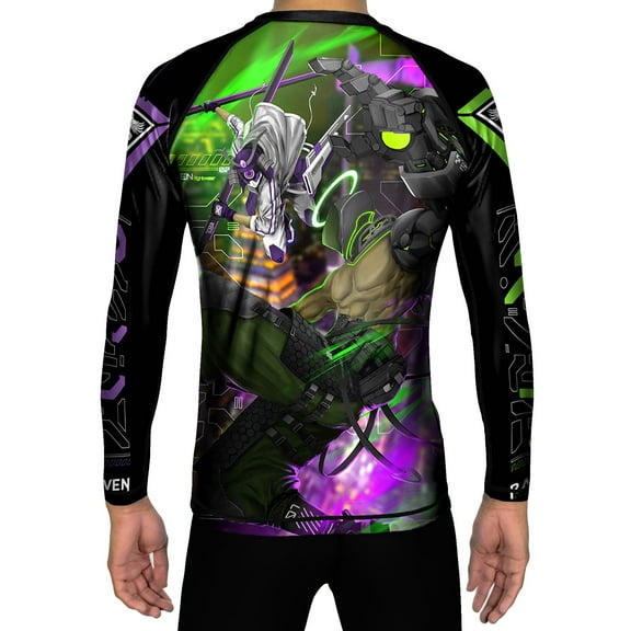Raven Fightwear Men's Cyberpunk 3.0 Jiu Jitsu BJJ Rash Guard MMA Black