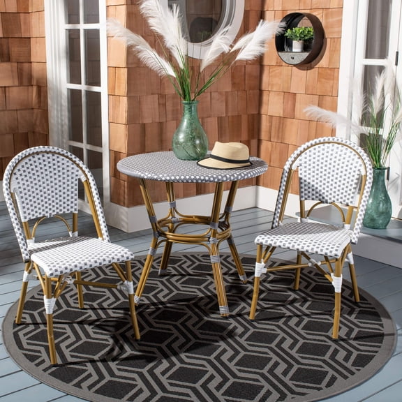 Safavieh Home Collection Hooper Indoor-Outdoor Stacking Side Chairs | Grey & White | Set of 2