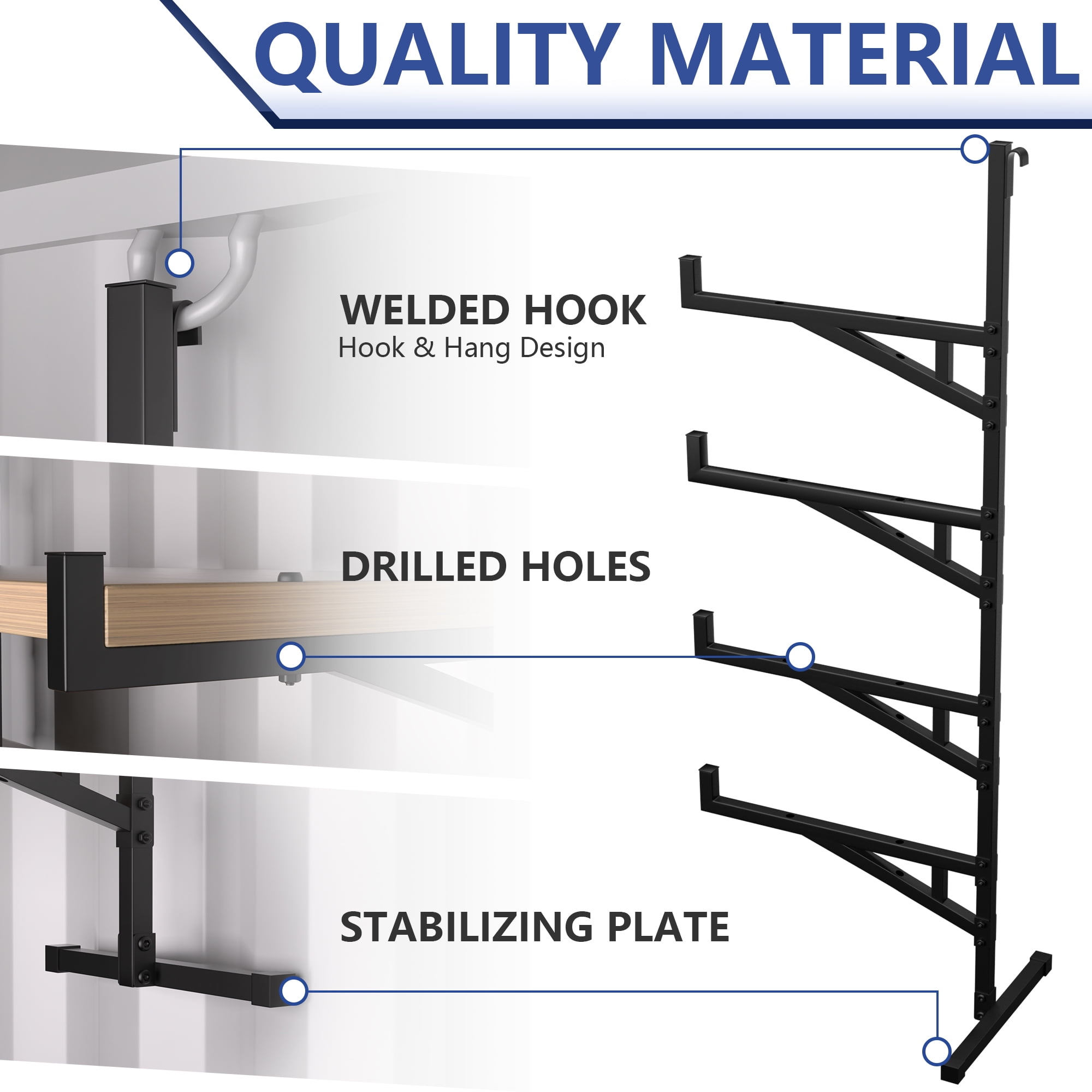 Heavy Duty Shipping Container Shelving - 4 Pack of 4 Tier Steel Shelves for Cargo Trailer & Conex Container, 1100 LBS Capacity, 19.88"D x 7.48"W x 66.92"H