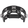 thumbnail image 3 of Musical Tambourine Handbell with Double Row Metal Jingles Percussion Drum Party Gift Percussion Instruments black, 3 of 8