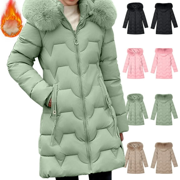 Gamivast Quilted Winter Jackets for Women Plus Size Fuzzy Hooded Zip up Loose Coats with Pockets Warm Stand Collar Long Sleeve Work Outerwear Womens Trendy Clothes