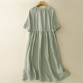 thumbnail image 4 of YHAJDS Women Beach Short Sleeve Dresses Loose Comfortable Casual Oversized T Shirt Dress, 4 of 5