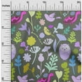 thumbnail image 2 of oneOone Cotton Cambric Gray Fabric Tropical Doodled Animals With Leaves Quilting Supplies Print Sewing Fabric By The Yard 42 Inch Wide, 2 of 4