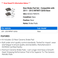 thumbnail image 2 of Rear Brake Pad Set - Compatible with 2011 - 2013 INFINITI QX56 Base 2012, 2 of 2
