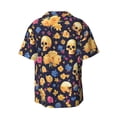thumbnail image 6 of Daiia Skull gold flower Men's Linen Shirts Short Sleeve Casual Shirts Button Down Shirt for Men Beach Summer Wedding Shirt-XX-Large, 6 of 6
