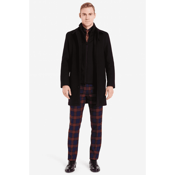 Men’s Black Wool Overcoat – Classic Single-Breasted Winter Coat for Business and Formal Wear Topcoat