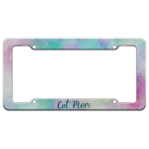 Cat Mom Colorful License Plate Tag Frame