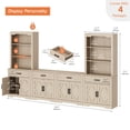 thumbnail image 2 of WAMPAT Farmhouse Entertainment Center with Bookshelf for TVs up to 70",Mid Century Modern TV Stand with 73"H Tall 5-Tier Bookcase with Open Storage and Barn Doors for Living Room,Bedroom,Beige, 2 of 7