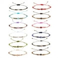thumbnail image 2 of Nvzi Pulseras de cuentas de piedra hechas a mano para mujer, lindas cuentas de piedra de semilla, pulsera de cuerda ajustable, regalos de joyería de playa de verano, azul oscuro, 2 of 5