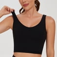 thumbnail image 5 of AGONVIN Women's Longline Sports Bra - U Back Wirefree Padded Workout Yoga Bra Crop Top Black XL, 5 of 8