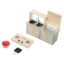 ELAYARD Compact Dollhouse Kitchen Model Light Yellow Plastic for Home