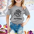 thumbnail image 2 of MEZZALL T-Shirt à Manches Courtes pour Fille d'Anniversaire, Col Rond, Coupe Décontractée, Basique, Gris, 8-9 Ans, 2 of 4