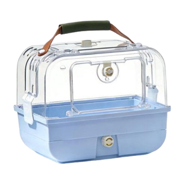 Transportín de para pájaros, jaula para loros, suministros para mascotas, ventilación, con asa de transporte, portátil para cacatúas, agapornis Azul