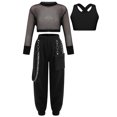 thumbnail image 3 of Aiihoo Kids Girls Sports Gymnastics Workout Hip-hop Jazz Outfits Sleeveless Vest with Cargo Pants and Crop Top for Dance Performance Black 8, 3 of 7