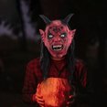 thumbnail image 4 of Fiudx Liquidación de ahorros de verano Máscara del diablo de Satán, máscara de Halloween, accesorios de máscara de cuerno, máscara aterradora de cara roja, máscara de terror de Halloween, máscara de, 4 of 7